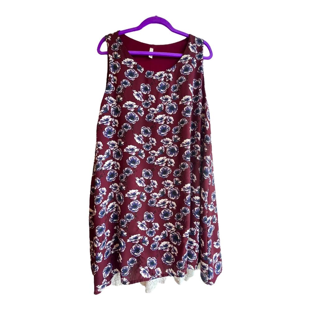 VTG Mai Soli Gunne Sax Mini Floral DRESS Flirty Lace Hem Womens LG Sleeveless